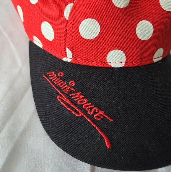 Disney Parks Kids Youth Minnie Mouse Snapback Ballcap Hat PolkaDot Red Bow Ears - Picture 3 of 6